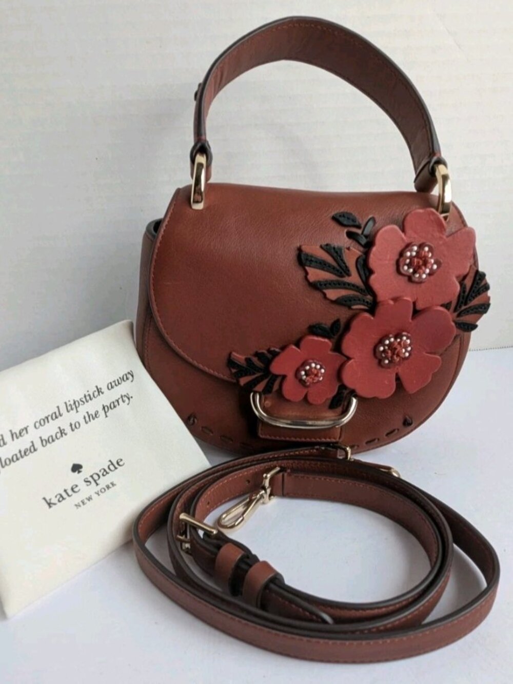 Kate Spade Madison Avenue Alpine Drive Mackie Anise Leather Bag Crossbody Flower